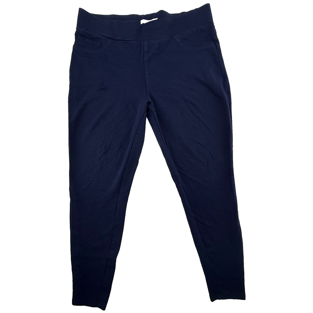 Matty M Womens Pull On Pants Navy Blue Stretch Slim Fit Ankle Size M